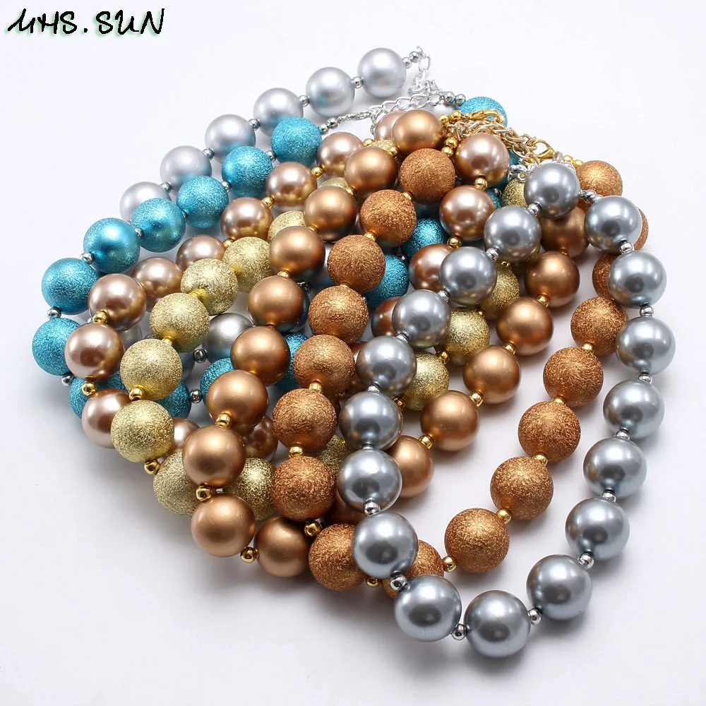 

MHS.SUN Fashion Design Baby Girls Chunky Beads Necklace Pearl Acrylic Chunky Beaded Necklace For Child Kids Toddler Jewelry Gift