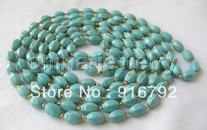 

Beautiful 100" 12mm natural turquoise necklace