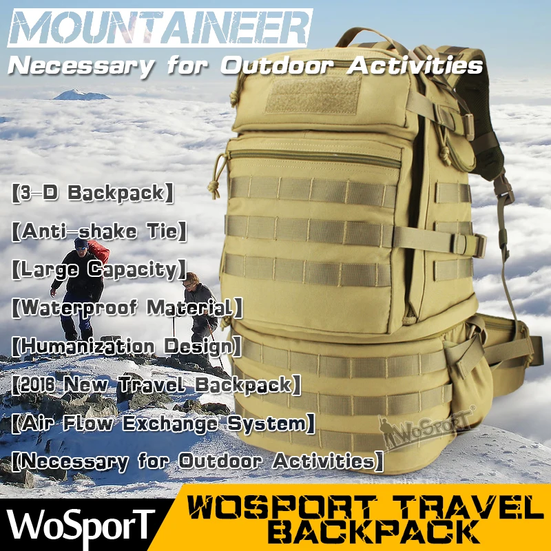 WOSPORT 2016 New Travel Mountaineering font b Backpack b font Outdoor font b Tactical b font