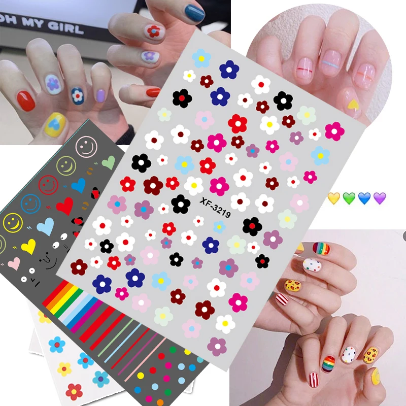 

2019 New Design Stickers Diy Flower Decorations Sticker for Nails 3D Nail Art Self Adhesive Decals Japanese Nails Accessoires