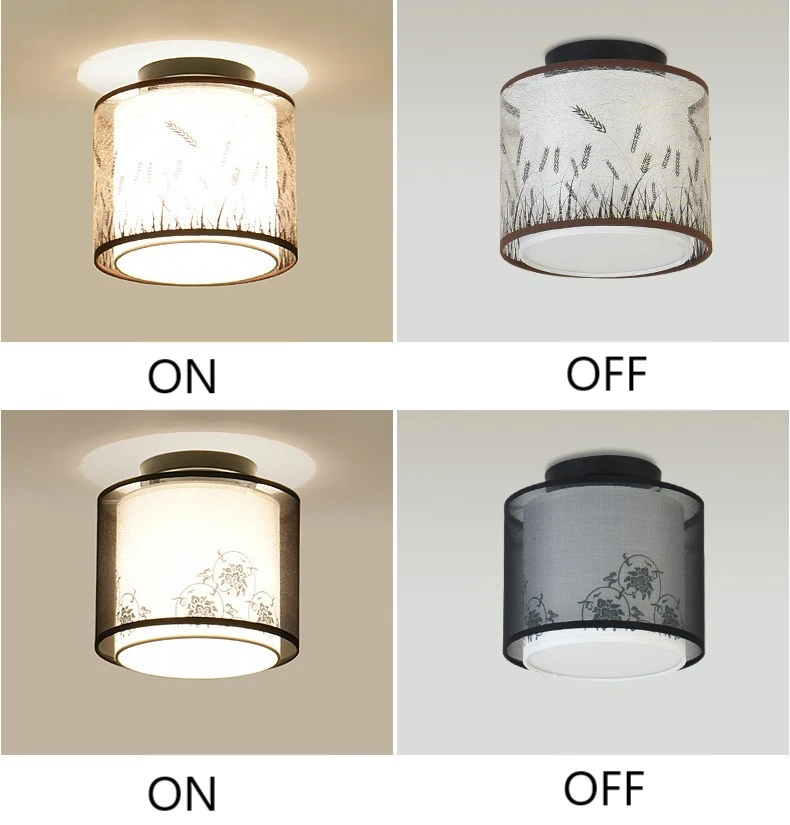 Lâmpada do Teto Luzes de Teto Decoração para Casa Estilo Tradicional Chinês Corredor Quarto Led Tecido Abajur Sala Estar Luminárias 4 para decoração da casa e sala de estar