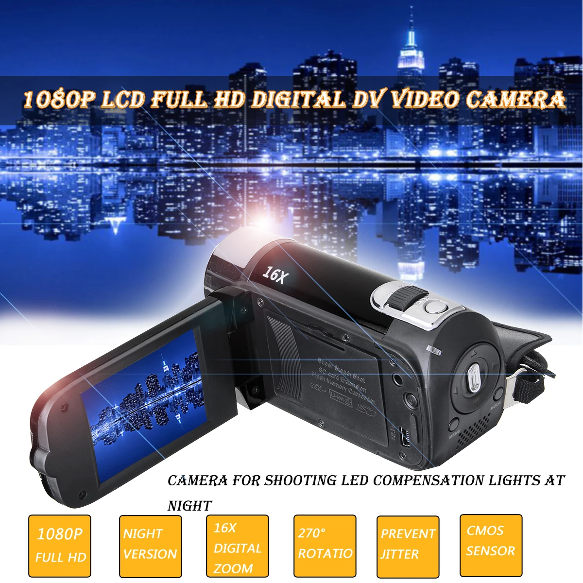 16MP 2,7 дюймов Full HD 1080p ЖК дисплей цифрового видео камера регистраторы видеокамера DV 16X зум потребительские видеокамеры