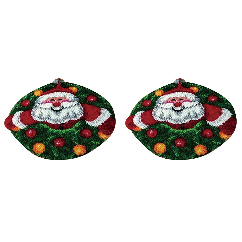 2 Set Santa Claus Latch Hook Kits for Adults Beginners DIY Carpet Cushion Embroidery Craft