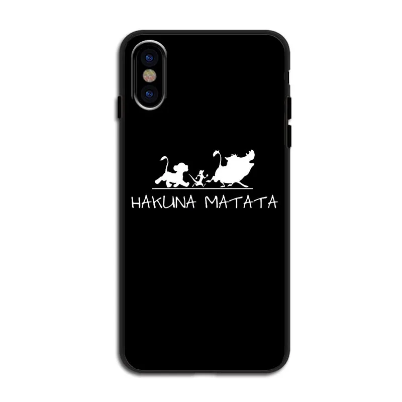 Милый мягкий силиконовый черный чехол для телефона Lion King Hakuna Matata для iPhone 11 Pro MAX 5 5S SE 6 6S Plus 7 8 Plus XS XR XS MAX