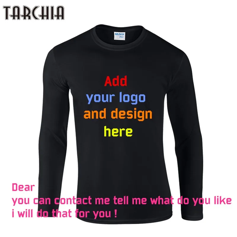 Футболка TARCHIA мужская с длинным рукавом дизайнерская тенниска из хлопка модная