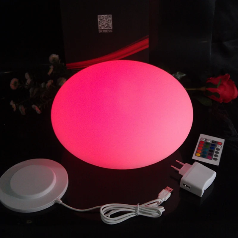 

Skybesstech D20*H14cm Mini LED Night Llights Li Rechargeable battery powered Flash LED Stone ball Egg Lighting free shipping 1pc