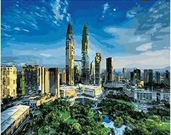 Cioioil-T502 Twin Tower Куала-Лумпур Раскраска по номерам на холсте Ручная роспись картина