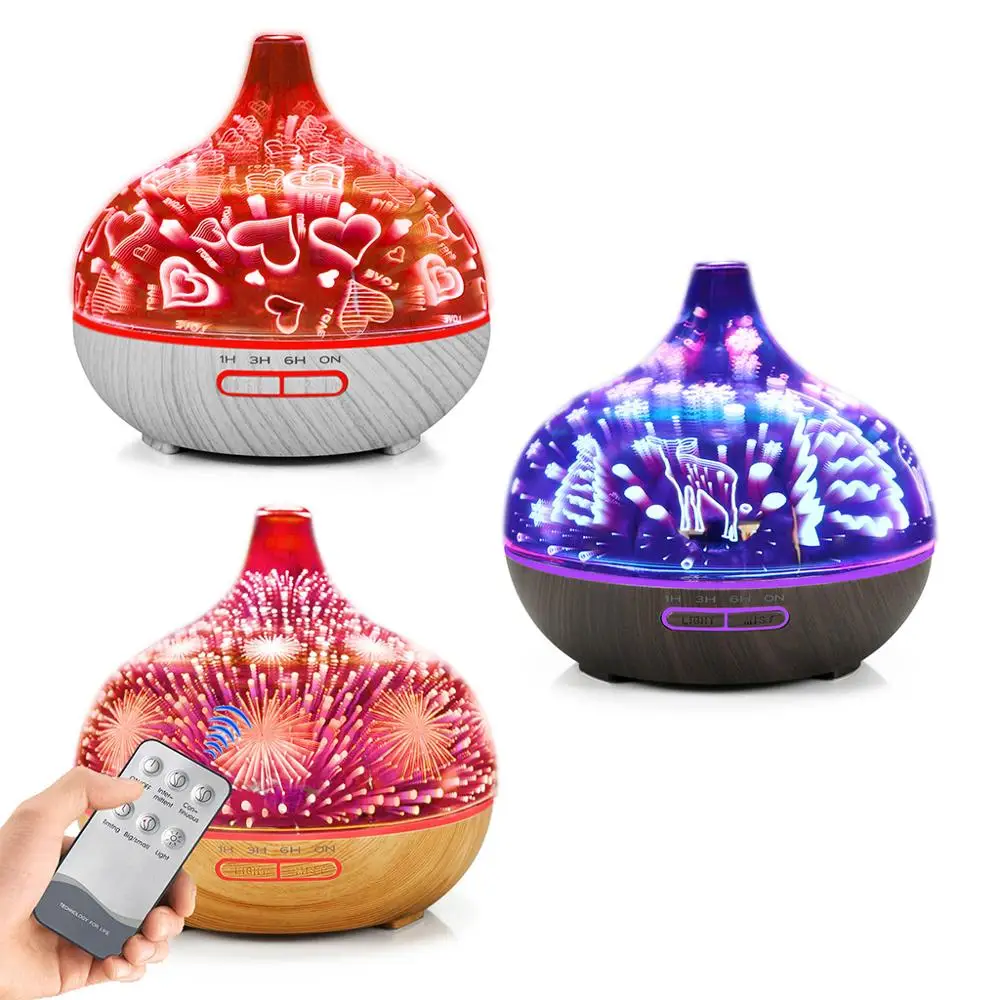 

400ml 3D Colorful Fireworks Love Cartoon Vase Air Humidifier Air Aroma Purifier With 7 Color LED Lights Electric Aromatherapy