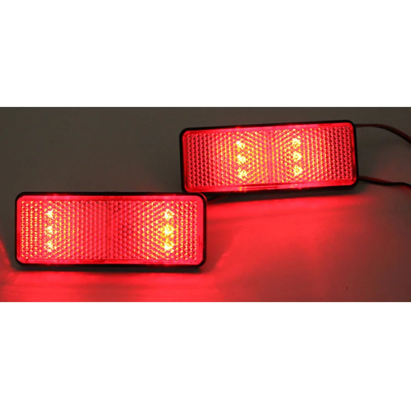 1PC Motorcycle Car Truck Trailer LED Reflector Rear Tail Brake Stop Marker Light Black Shell PMMA Lens 3 Wires For Yamaha