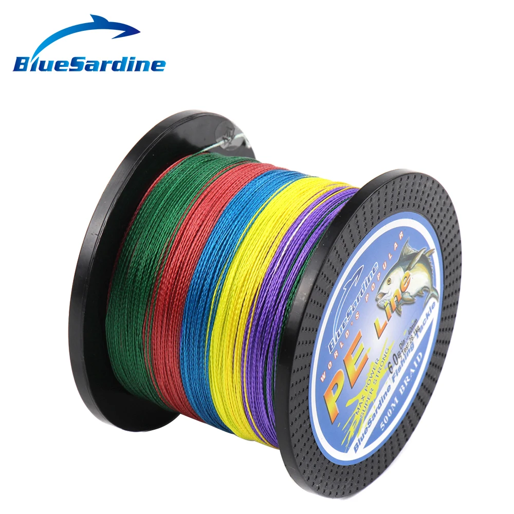

BlueSardine Multi Color 500M Braided Fishing Line Super Strong Multifilament PE Braid Line