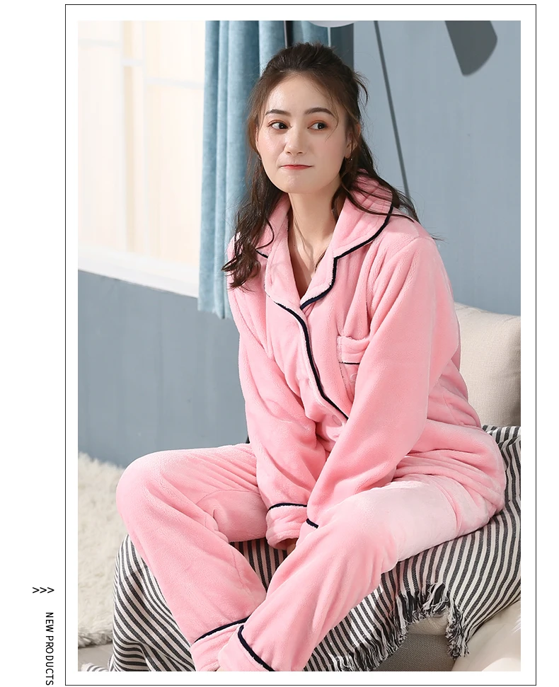 Модные женские пижамы размера плюс 3XL 4XL 5XL теплый фланелевый зимний бархатный пижамный комплект розовая пижама с принтом для девочек