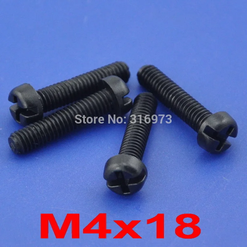 (50 pcs/lot ) M4x18mm Black Nylon Phillips/Slot Pan Header Screw.
