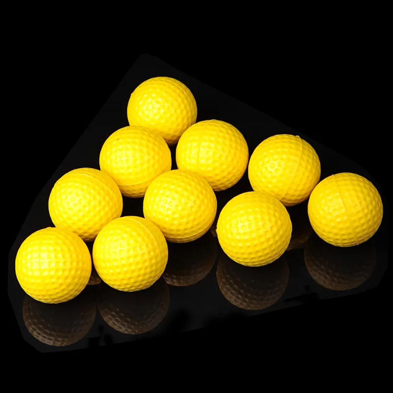 10pcs/pack Soft Indoor Practice PU Yellow Golf Balls Training Aid