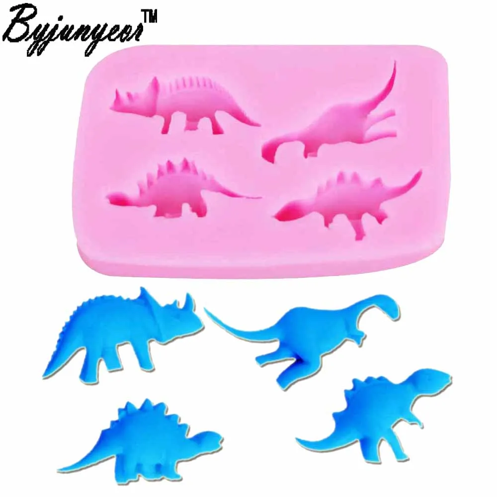 Byjunyeor 1 шт./компл. симпатичный типа сделай себе сам 4 Dinosaur Форма Fondant(сахарная) Силиконовая форма желе Шоколад Мыло для декорирования торта Кухонные принадлежности m877