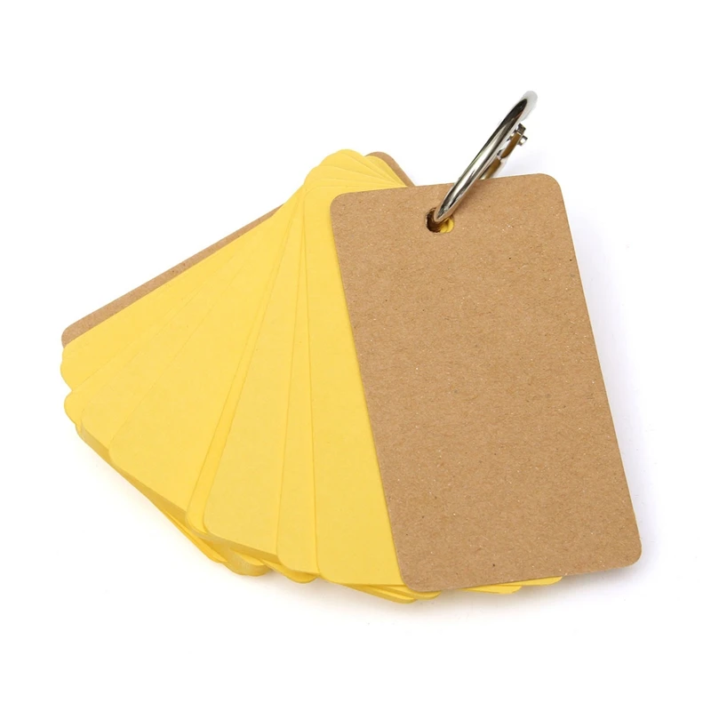 

Kicute 70 Pages Portable Style Empty Page Kraft Paper Notepad Word Study Card Memo Pad Loose Leaf Notes DIY Notepad Color Random