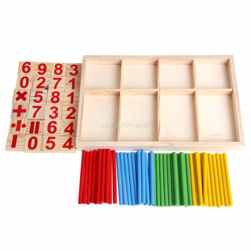 Math Manipulatives Wooden Counting Sticks Baby Kids Preschool Educational Toys #H055# Math Manipulatives Wooden Counting Sticks Baby Kids Preschool Educational Toys #H055#