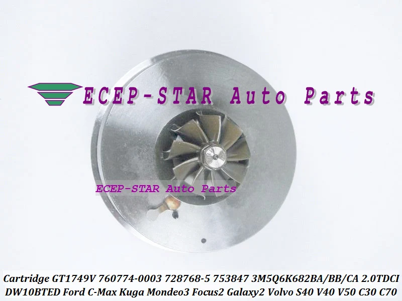 Turbo CHRA Cartridge GT1749V 760774-0003 728768-0005 760774 728768 753847 3M5Q6K682BA 3M5Q6K682BB 3M5Q6K682CA Turbine For Ford C-Max 2.0L TDCI DW10BTED  (6)