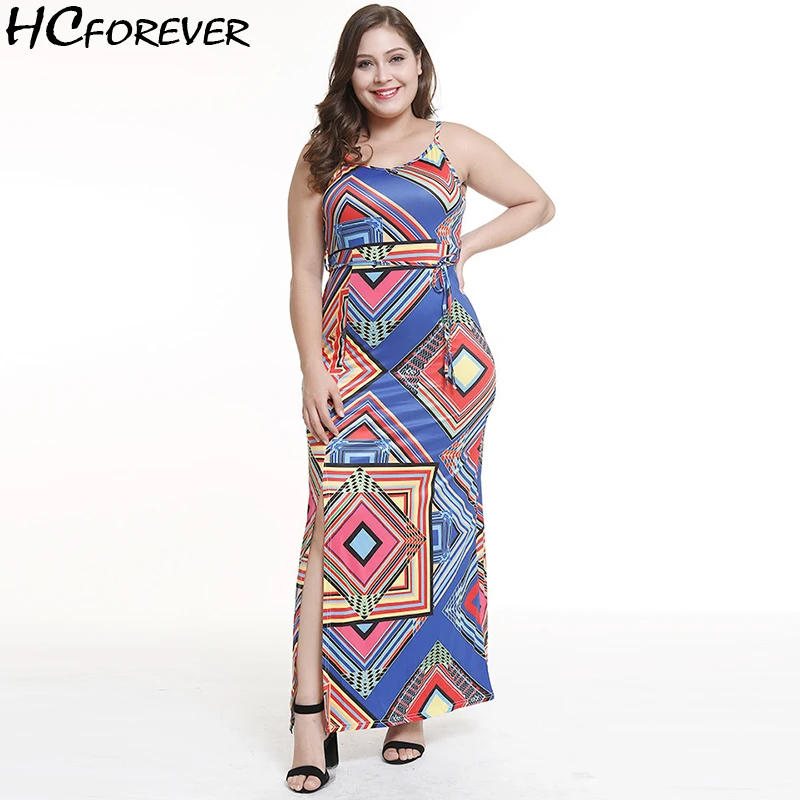 Летние пикантные Boho Плюс Размеры Макси пляжное платье Для женщин 3xl 4xl 5xl богемный