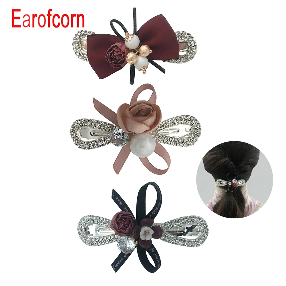 Earofcorn unique hair accessories hair clip gift flaxen hair hair coil twist women ponytail clip bangs folder cross clip