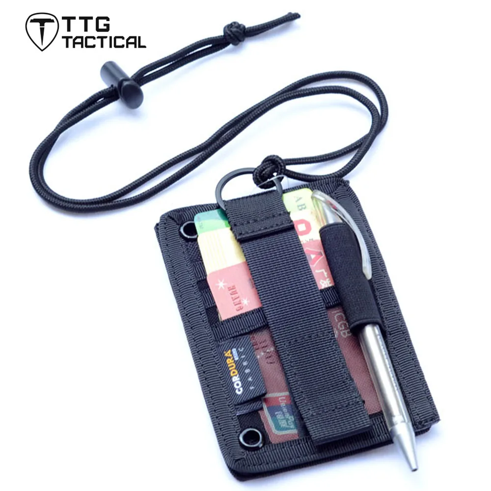 preço TTGTACTICAL Entusiastas Militares de Alta Qualidade Tactical Remendo Crachá Titular DO Cartão De ID Organizador Titular com Pescoço Colhedor Preto TAN
