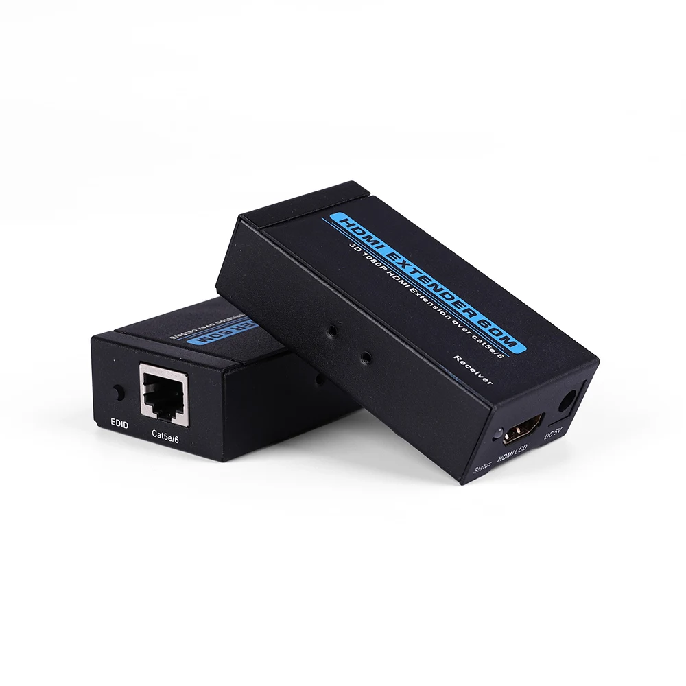60 м HDMI удлинитель 1080p 3D передатчик приемник через Cat 5e/6 RJ45 Ethernet конвертер US EU
