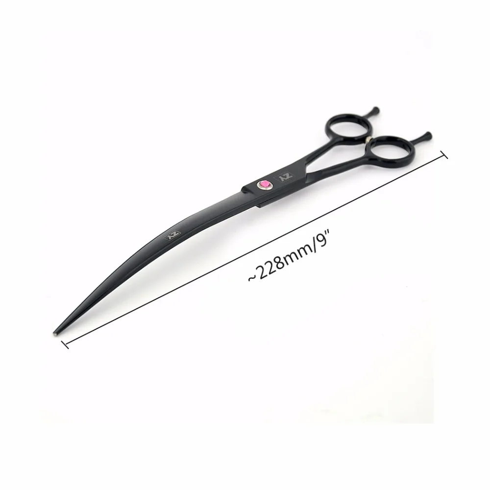 

ZY 9 Inch Pet Scissor straight edge and one curved scissor Engrave logo