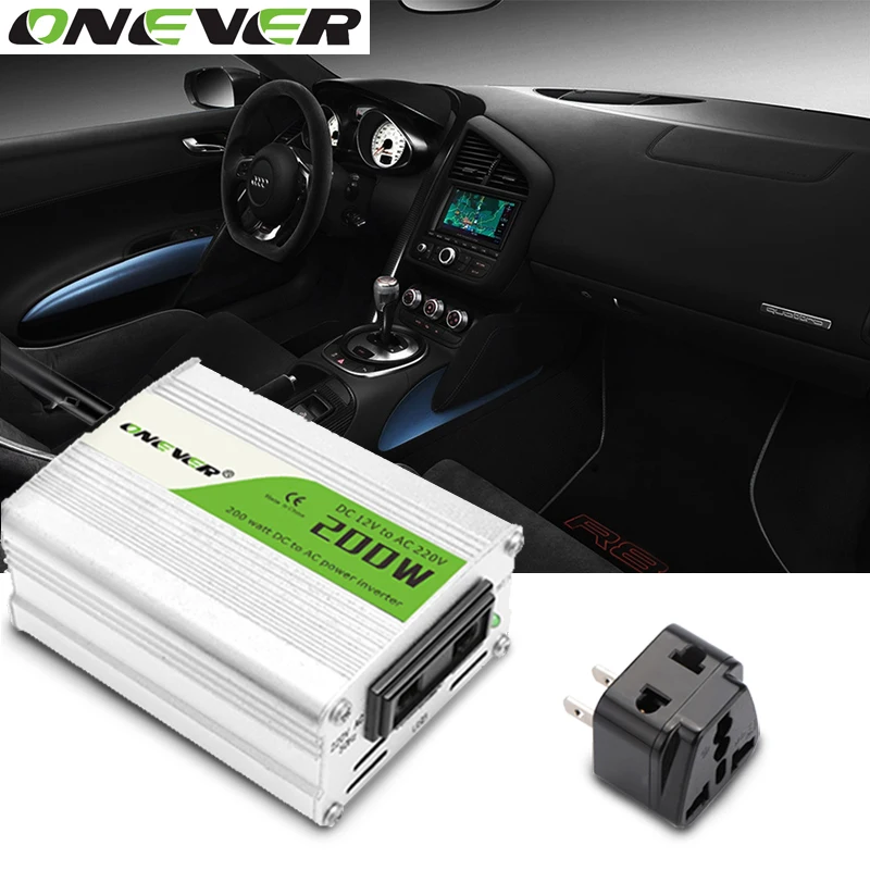 

12V DC to AC 220V 50HZ Car Auto Power Pure Sine Inverter Converter Adapter Adaptor 200W USB Car Charger 400W Peak Power 1PCS