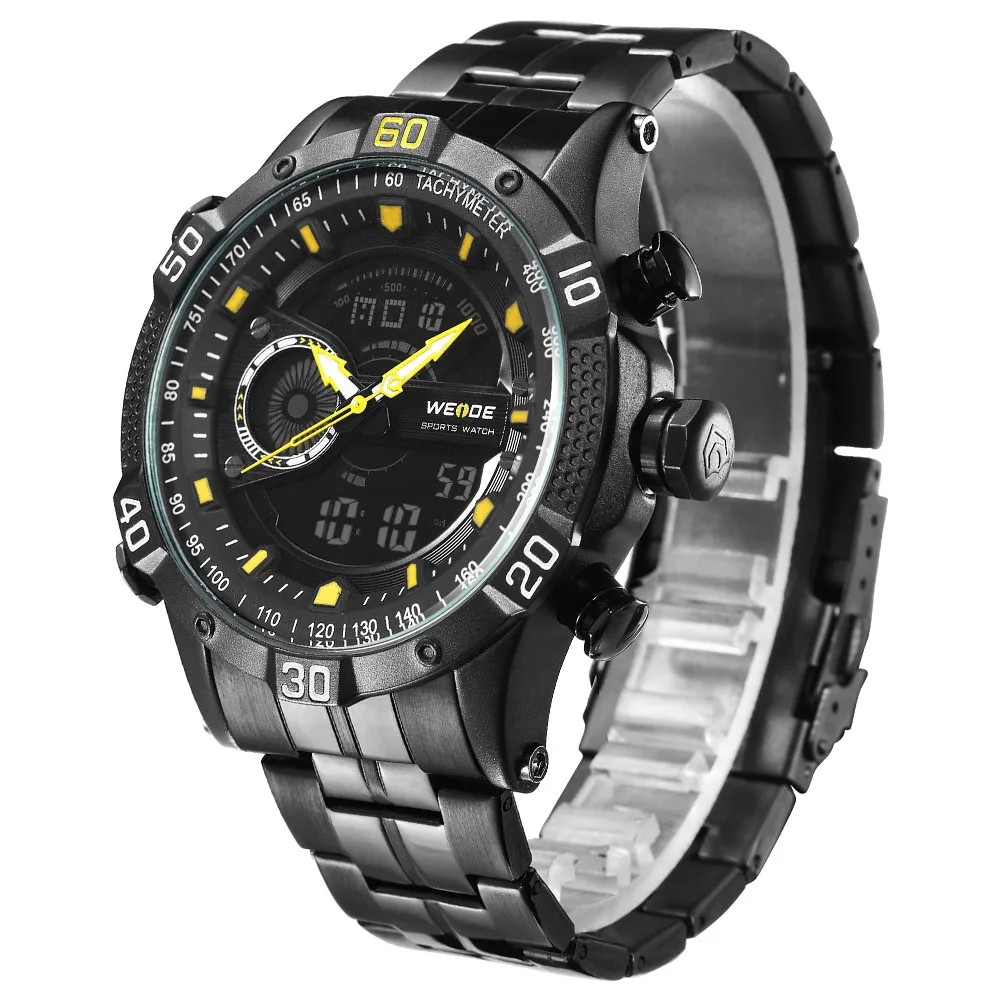 WEIDE Luxury Brand Watch Sport Men Digital Stainless Steelin Quartz Watch Man Waterproof  Army Alarm Clock Automatic Self-Wind