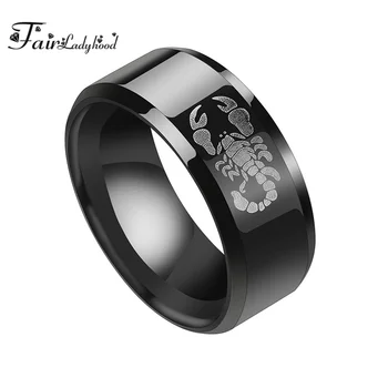 

FairLadyHood High Quality 8mm 316L Stainless Steel Scorpion Rings For Men Punk Black Finger Rings Gothic Polished Wedding Bands