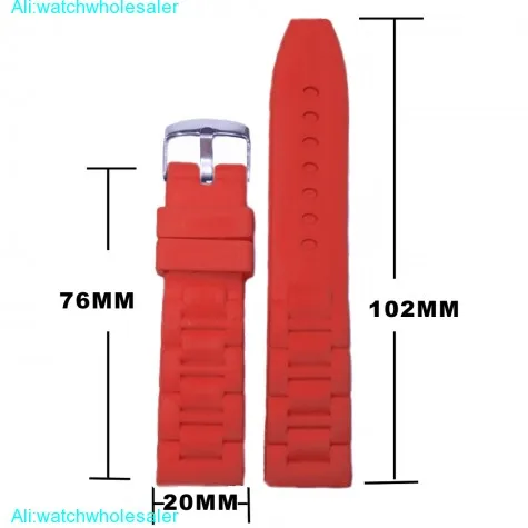 20 мм Шарм силикон красного цвета желе резиновые женские часы Ленточные ремни WB1059F20JB