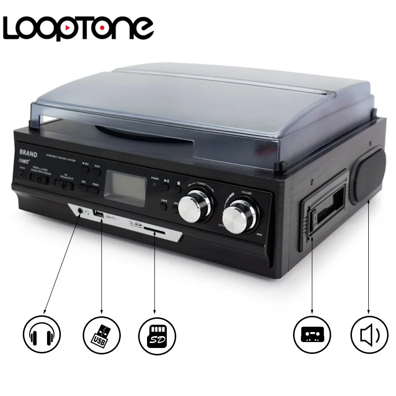 Виниловый проигрыватель для видеороликов с Bluetooth и встроенными динамиками|turntable