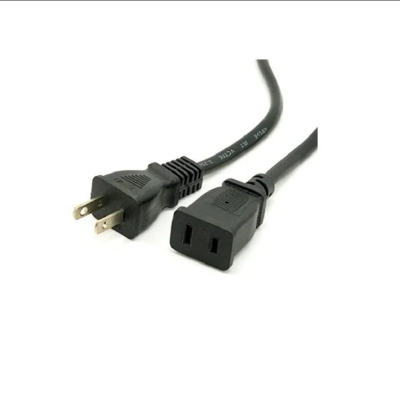 USA Outlet Saver Power Extension Cord Cable 2-prong 2 Outlets for NEMA 5-15P to NEMA 5-15R 50cm