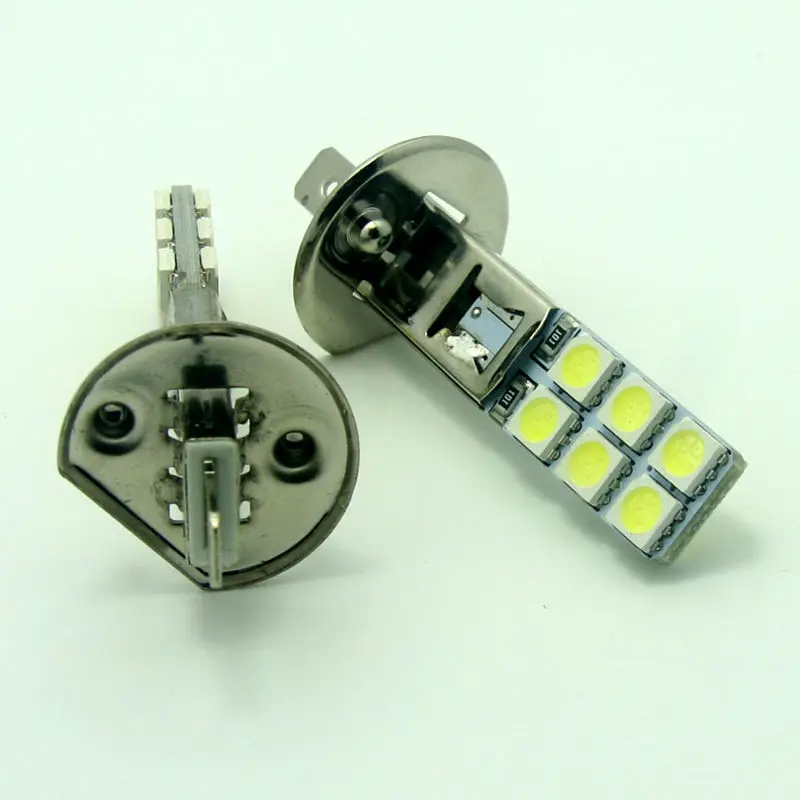2pcs CNILUCKY Top Quality H1 12 LEDS Thin Flat Replacement Headlight Fog Lamp 4W 5050 LED Bulbs Super Bright White Auto Parts
