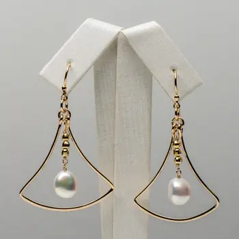 

8.5-9mm Natural White Keshi Pearl Hook Drop Earrings Dangle 925 Sterling Silver