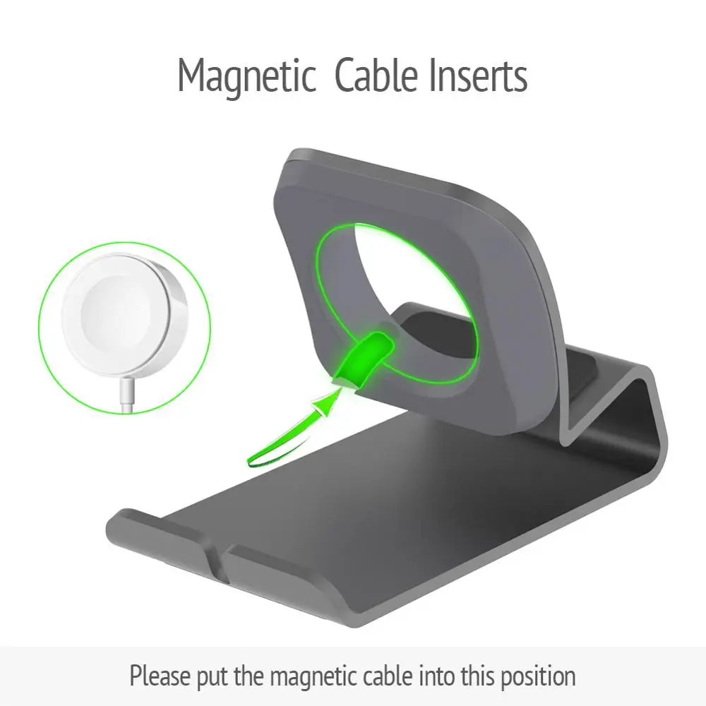 Squisito supporto in alluminio e silicone per stazione di ricarica per supporto orologio Serie 7/SE/6/5/4/3/2 38 42 40 45 mm_voghion.com