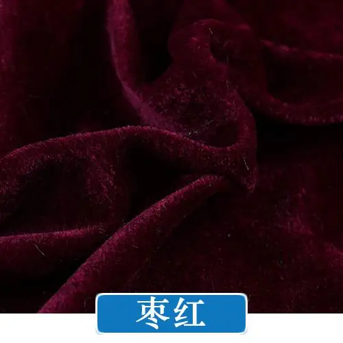 1 метр Золотой велюр бархат ткань спандекс текстиль для штор платье свадебное декорация Джерси ткань материал в метров дешевый - Цвет: dark red