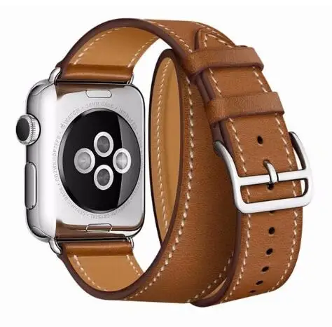 Удлиненный ремешок из натуральной кожи для iwatch для Apple Watch band Double Tour 38 мм 42 мм 40 мм 44 мм Series 4 2 3 1series 5