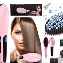 ЖК-расческа для волос выпрямитель для волос утюжок Профессиональный быстрый керамический электрический выпрямитель волос кисть, устройства для стилизации плоского утюга
