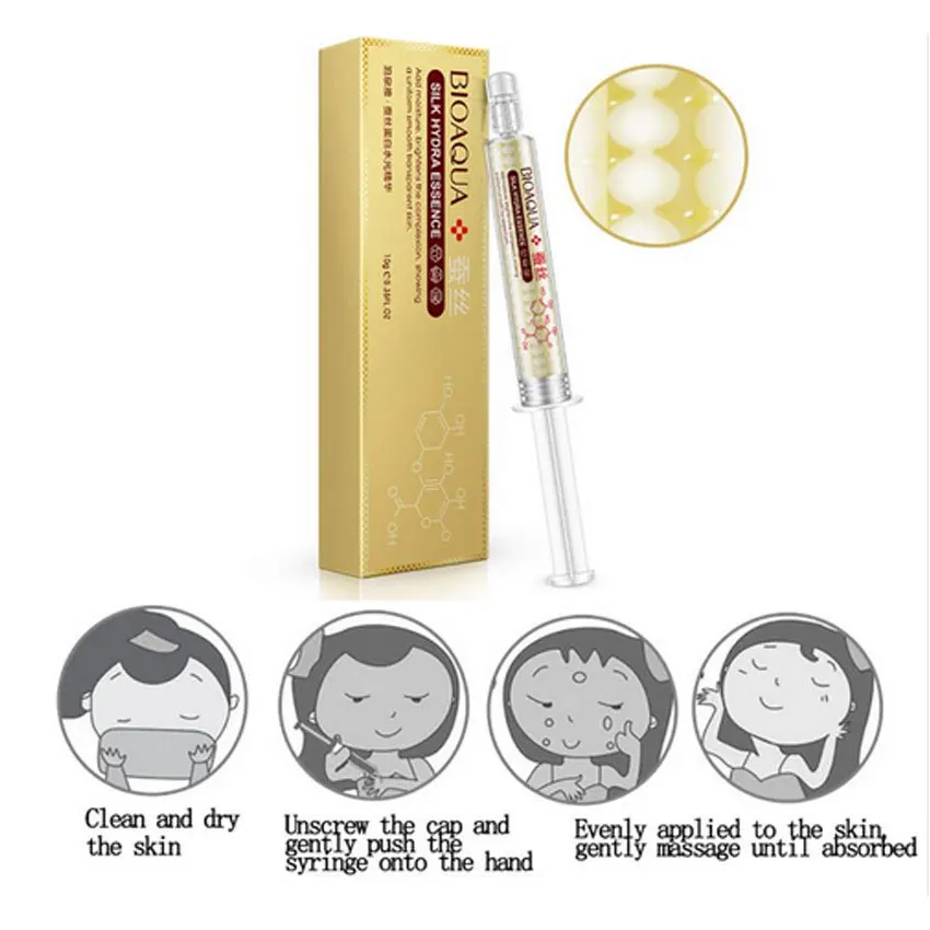 Bioaqua Brand 24k Gold Hyaluronic Acid Liquid Skin Care Brand Moisturizing Anti Wrinkle Anti Aging Collagen Essence Cream 10ml