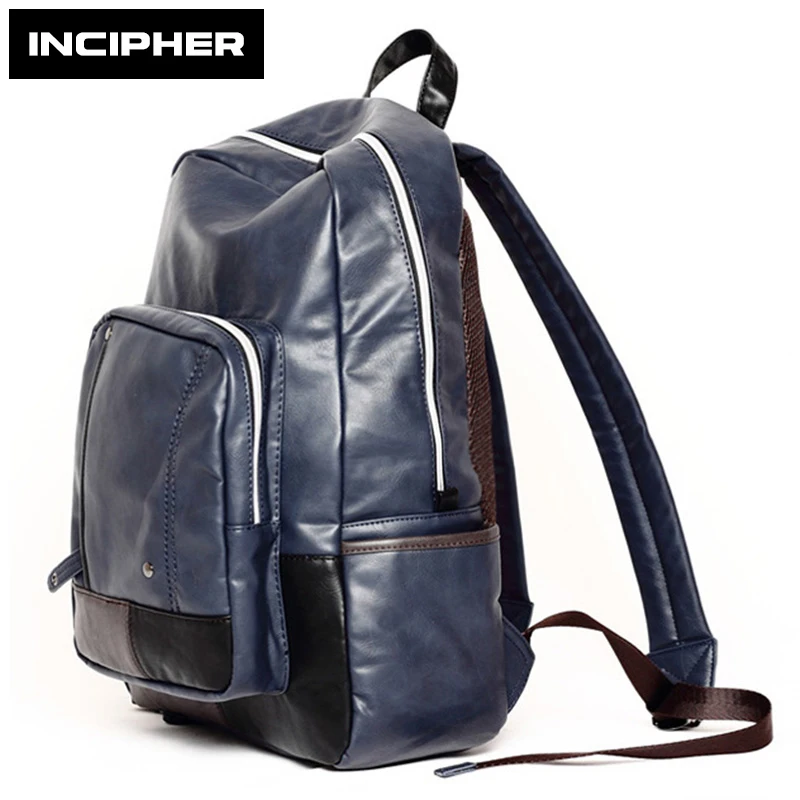 

Leather School Backpack Bag 2018 Brand Preppy Style For College Simple Design Men Casual Daypacks mochila male New Leather Bag