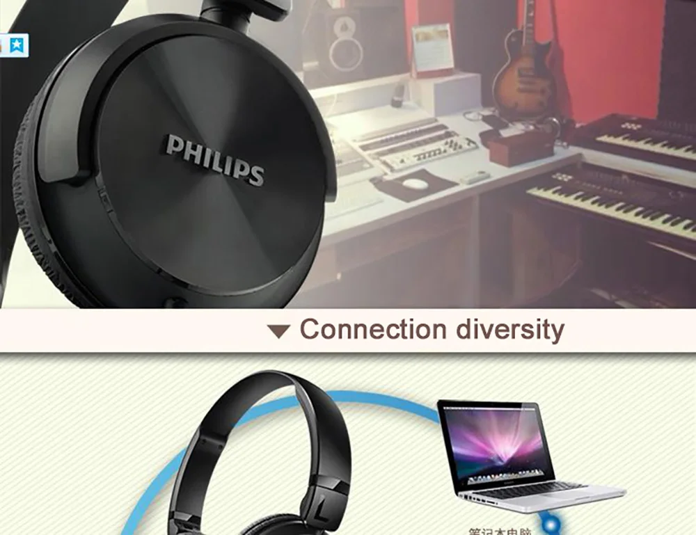 Проводные Наушники Philips SHL3060 с басом 3,5 мм разъем регулируемая повязка на голову музыка и фильм для Galaxy 8/8