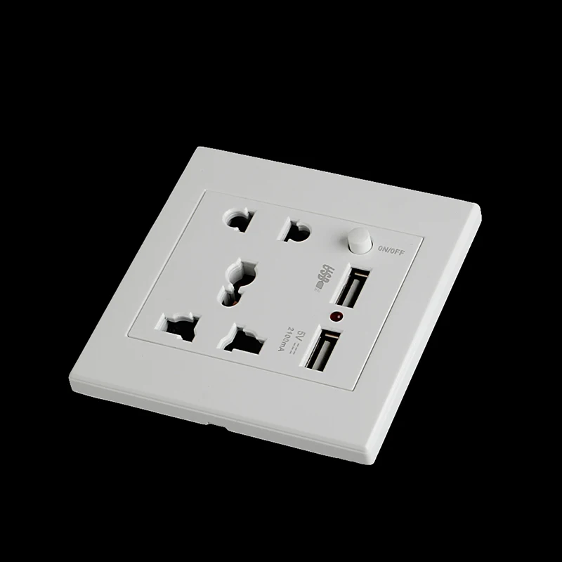 

Socket+2 USB+Switch Wall Socket Charger AC/DC Power Adapter Plug Outlet Panel