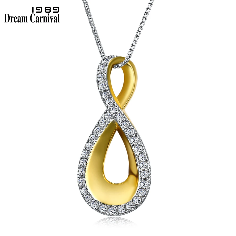 

DreamCarnival 1989 Love Infinity Pendant Valentine Gift 2-Tone Gold Color Wholesale Collares Drop Shipping Women Necklace WP6415