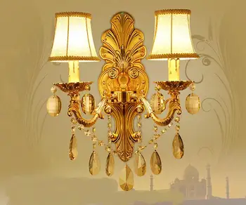 

European style crystal Wall Lamps living room bedside corridor TV backdrop hotel engineering double headed gold LU814270