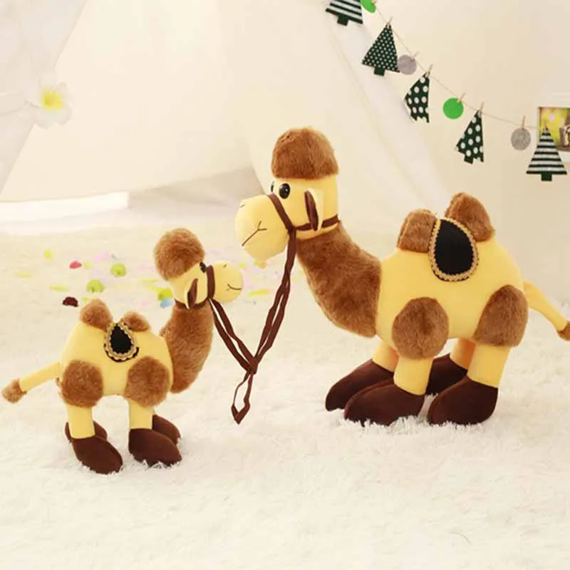 1pc 25-55cm 2 Patterns Real life Desert Camel figurine Plush stuffed camel dolls Home decoration sculptures Kid's Christmas gift | Игрушки