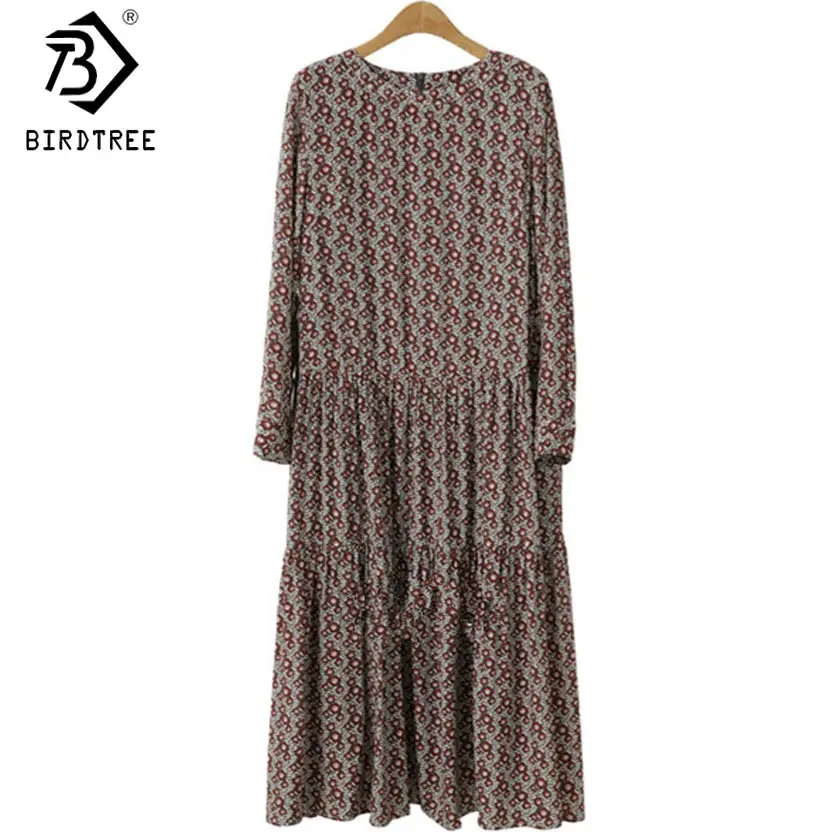 Günstig Plus Größe 4XL Oansatz Frauen Druck Blumen Shirt Kleid Herbst Mode Vintage Lange Ärmel Gute Qualität Weibliche Kleid D7N705A