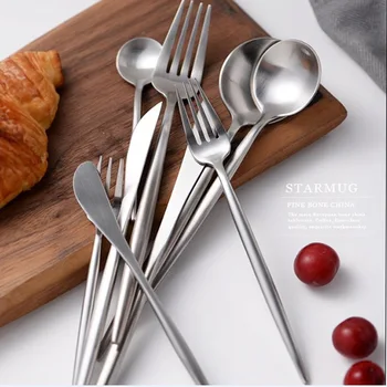 

Hot Sale 4 Pcs/set White Gold European Knife Dinnerware 304 Stainless Steel Western Cutlery Dinnerware Set Rilakkuma 3DCJY31