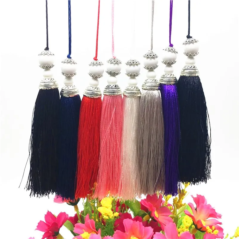 

2pcs 10cm Hanging Rope Beads Silk Tassel Fringe Sewing Bags Tassel Trim Key Tassels for DIY Crafts Embellish Curtain Accessories