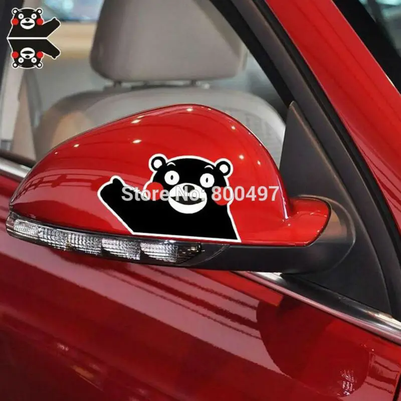 

2 x Funny Cute Bear Kumamon Wave Hand Car Stickers Rear View Mirror Car Body Sticker for Tesla Toyota Ford Volkswagen Kia Lada