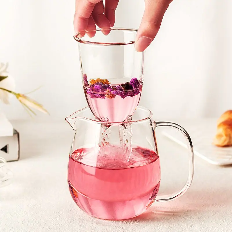 

1set/pack 600ml Simple Style Glass Teapot Nordic Style Flower Teapot Coffee Pot Elegant Cup